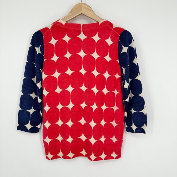 J. Crew 100% Merino Wool Tippi Sweater Pop Art Polka Dot Crew Neck 3/4 Sleeve - Picture 7 of 12